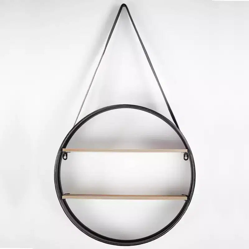 Scaffale Rustico Marrone a 2 Ripiani, da Parete, Metallo e Legno, Singolo