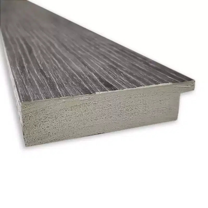 Specchio da Parete Rettangolare con Cornice a Righe Verticali Grigie, Singolo