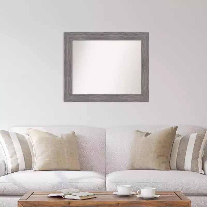 Specchio da Parete Rettangolare con Cornice a Righe Verticali Grigie, Singolo