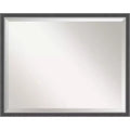 30"x 24" Eva Thin Framed Bathroom Vanity Wall Mirror Black/Silver - Amanti Art: Modern Rectangular, Beveled, Wall-Mounted