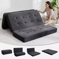 6 Inch Tri-Fold Mattress Tufted Queen Floor Sofa Bed, Collapsible Bed with High-Density Support Foam