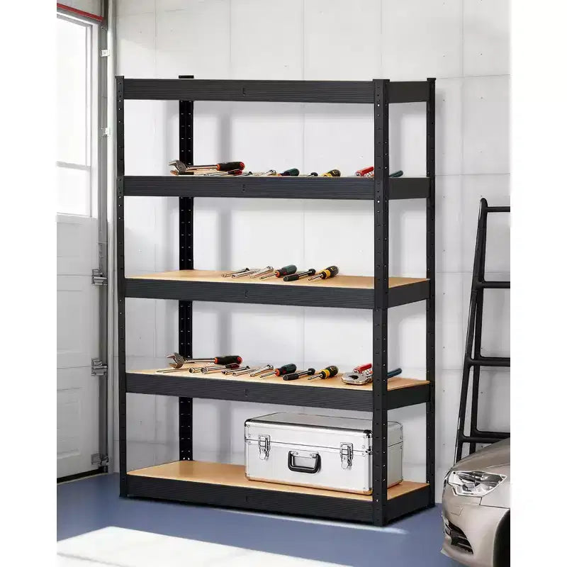Scaffalatura da garage 36x18x72, mensole regolabili in metallo resistente, scaffale a 5 ripiani, capacità 2500 libbre, acciaio di grado industriale con pannelli in MDF