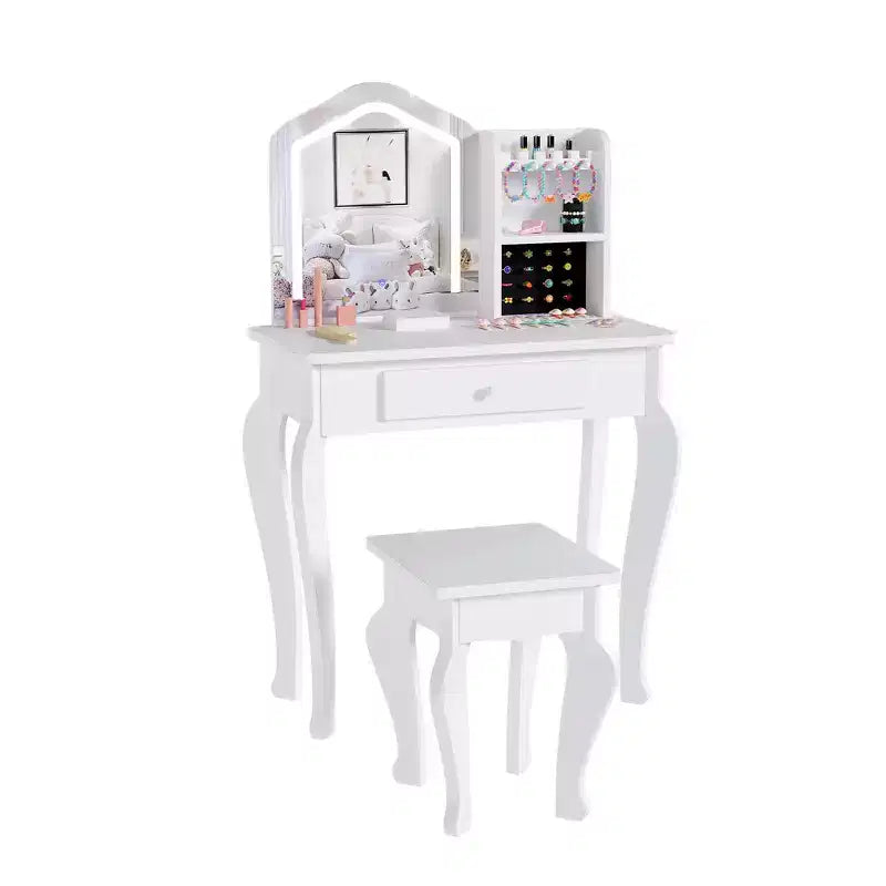 Set toeletta per bambine con sgabello, per età 3-8 anni - Ideale per camera da letto o sala giochi