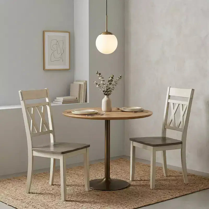 GDFStudio Harper Sedie da pranzo moderne da fattoria con schienale a X in legno (Set di 2)