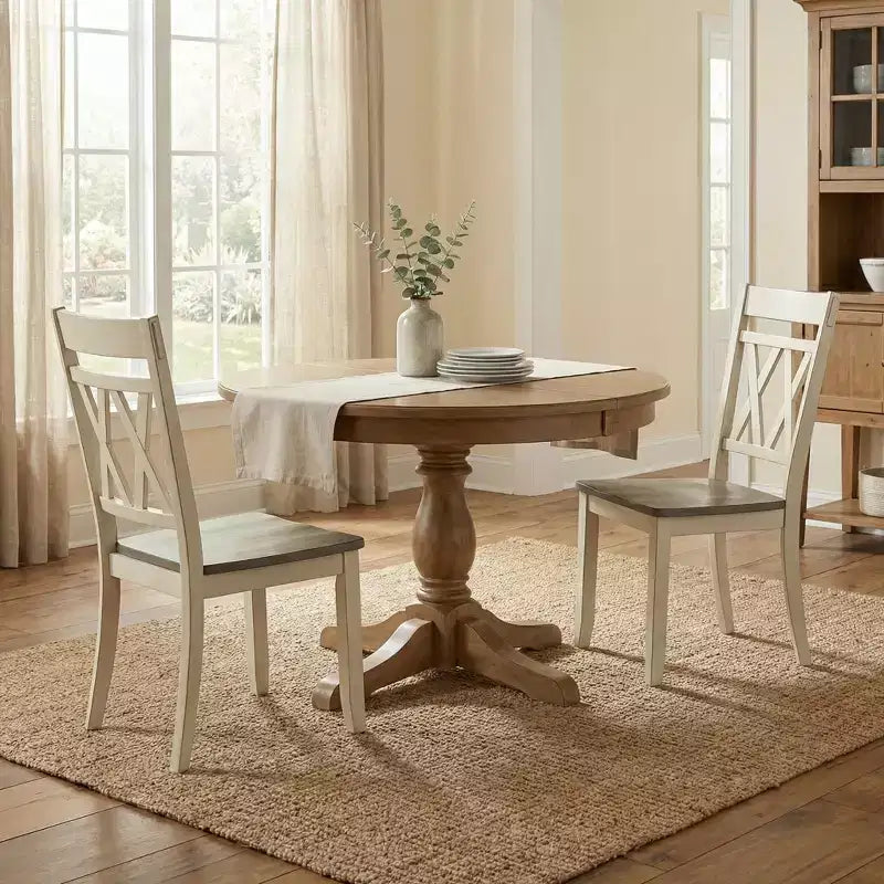 GDFStudio Harper Sedie da pranzo moderne da fattoria con schienale a X in legno (Set di 2)