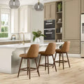 ROME + OAK Sgabello da bancone girevole Rowan 26, finitura noce e pelle marrone, confezione da 4 pezzi