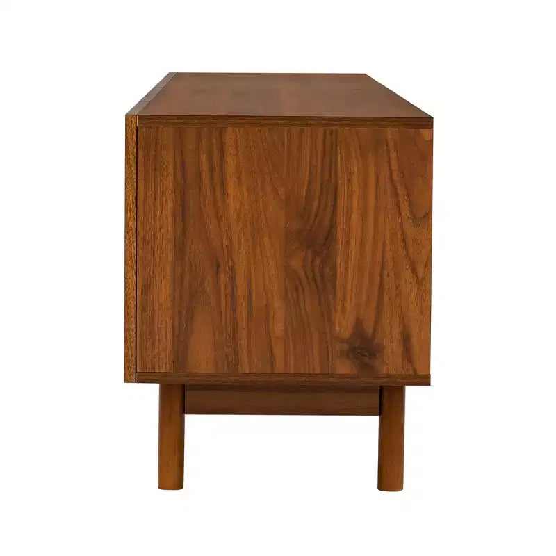 Mobile TV da 87" per TV fino a 90", Consolle TV, Mobiletto TV, Centro di Intrattenimento Multimediale con Ante Scorrevoli a Chiusura Ammortizzata e Gambe in Legno Massello - ModernLuxe