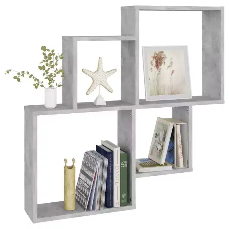 vidaXL Mensola a cubo da parete in legno ingegnerizzato grigio cemento Media