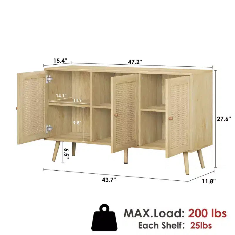 Set di 2 Tavolini da Salotto, Include Mobile TV in Rattan da 120 cm con Mobile Contenitore per TV da 55", Tavolino da Caffè Rustico con Ripiano per Camera da Letto