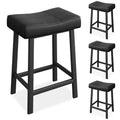 Set of 4 Counter Height Bar Stools 24 Inch Upholstered Saddle Chairs Padded PU Leather Cushion Ideal for Kitchen Island, Dining, Home Bar