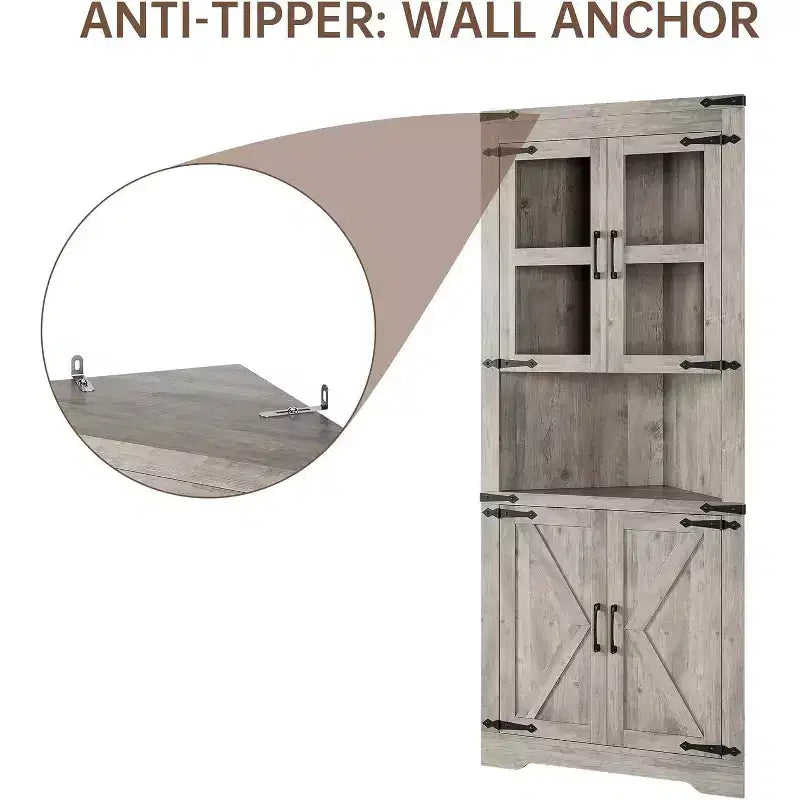 Mobile angolare a 6 ripiani con ante, Scaffale salvaspazio da pavimento per bagno, cucina, soggiorno, organizer multiuso per piccoli spazi