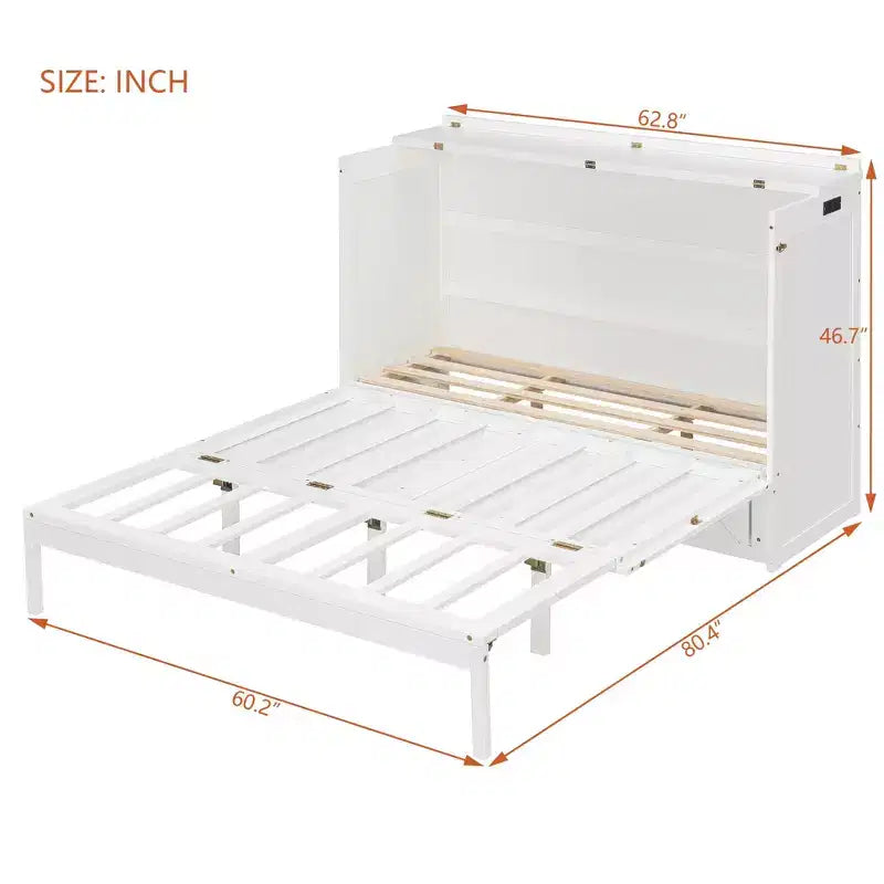 Luxystar Armadio Letto a Scomparsa Moderno Queen con Cassetti, Blocco di Sicurezza e Presa Elettrica