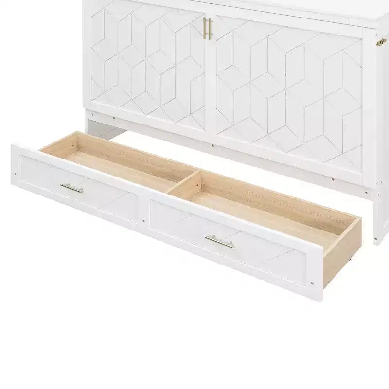 Luxystar Armadio Letto a Scomparsa Moderno Queen con Cassetti, Blocco di Sicurezza e Presa Elettrica