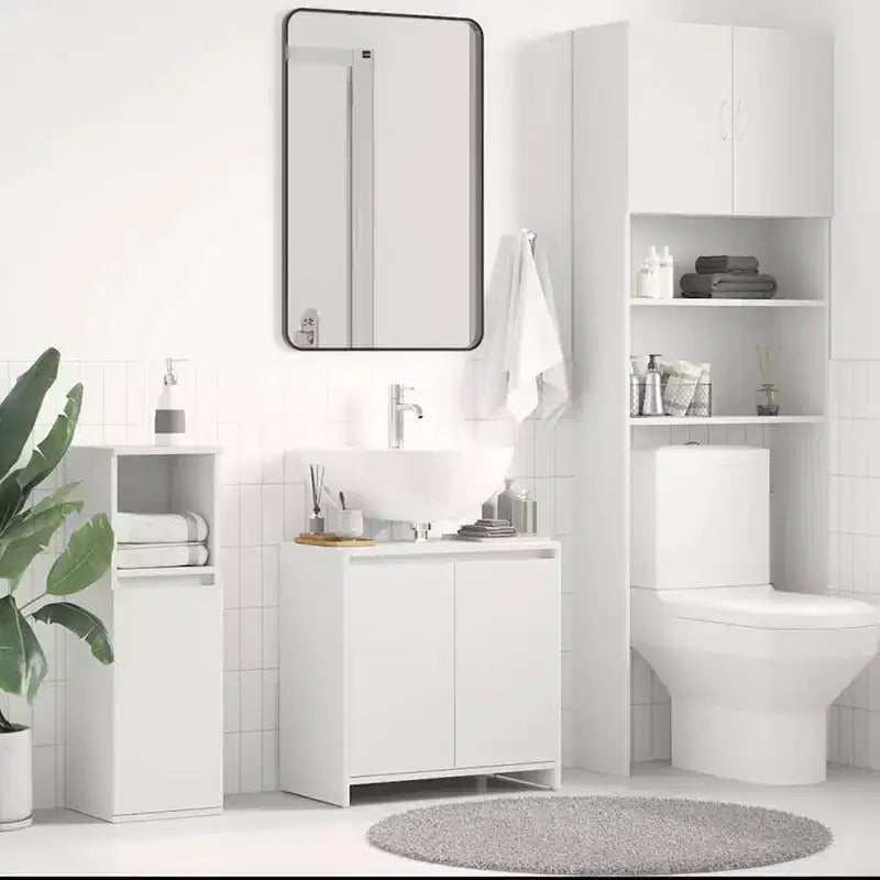 vidaXL Mobiletto bagno bianco Legno multistrato Mobiletto bagno medio