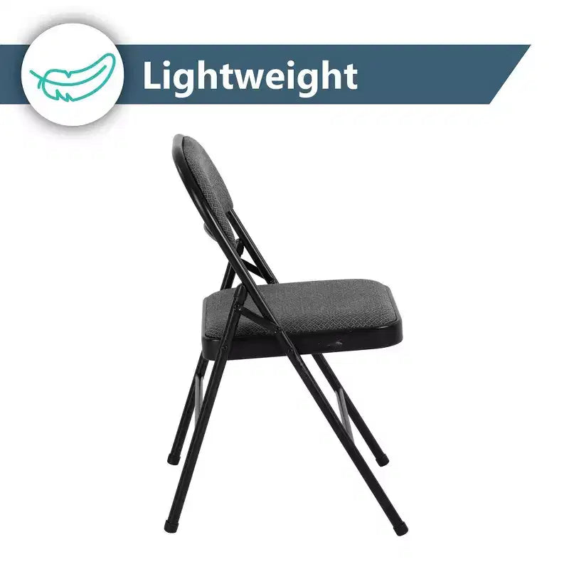 Peakform Set di 4 sedie pieghevoli imbottite in tessuto grigio: struttura in metallo, polipropilene, nessun assemblaggio richiesto, pulire con un panno