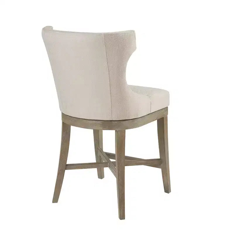 Sgabello da bancone girevole color crema, imbottito, 1 posto