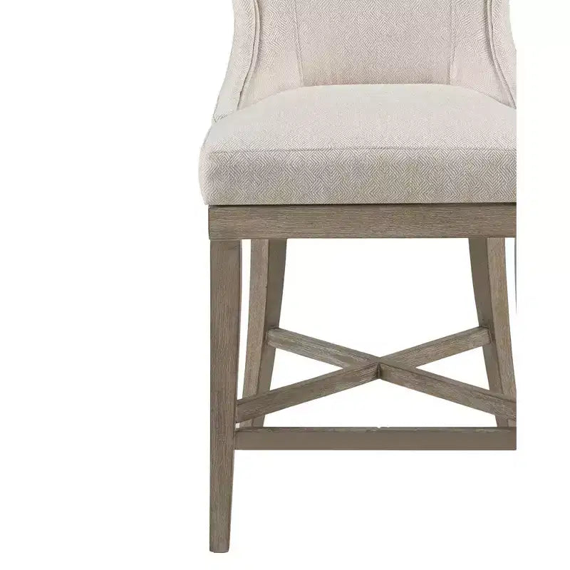 Sgabello da bancone girevole color crema, imbottito, 1 posto