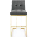 Privy Stainless Steel Performance Velvet Barstool Gold/Charcoal - Modway: Upholstered Square Seat, Modern Design, Fixed Height