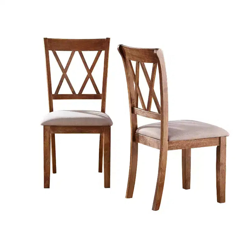 Sedia da pranzo con schienale a X Driftwood Beige, set da 2
