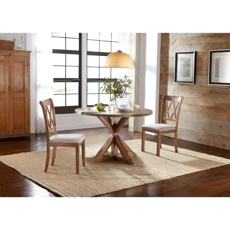 Sedia da pranzo con schienale a X Driftwood Beige, set da 2