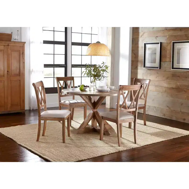 Sedia da pranzo con schienale a X Driftwood Beige, set da 2
