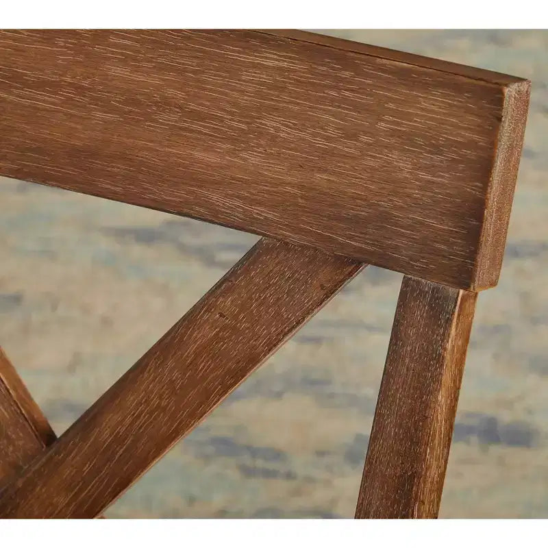 Sedia da pranzo con schienale a X Driftwood, lino beige, set da 2