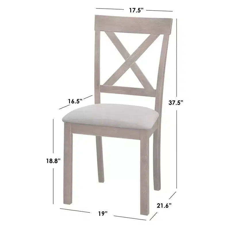 Sedia da pranzo con schienale a X Driftwood, lino beige, set da 2