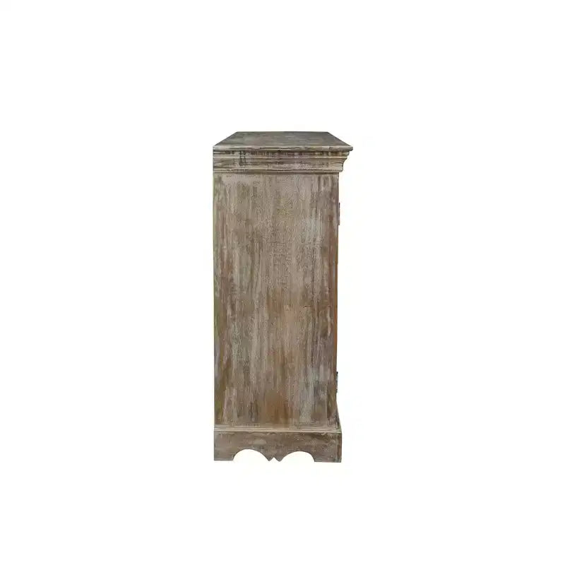Credenza rustica in legno marrone intagliato – 4 ante, 1 pezzo