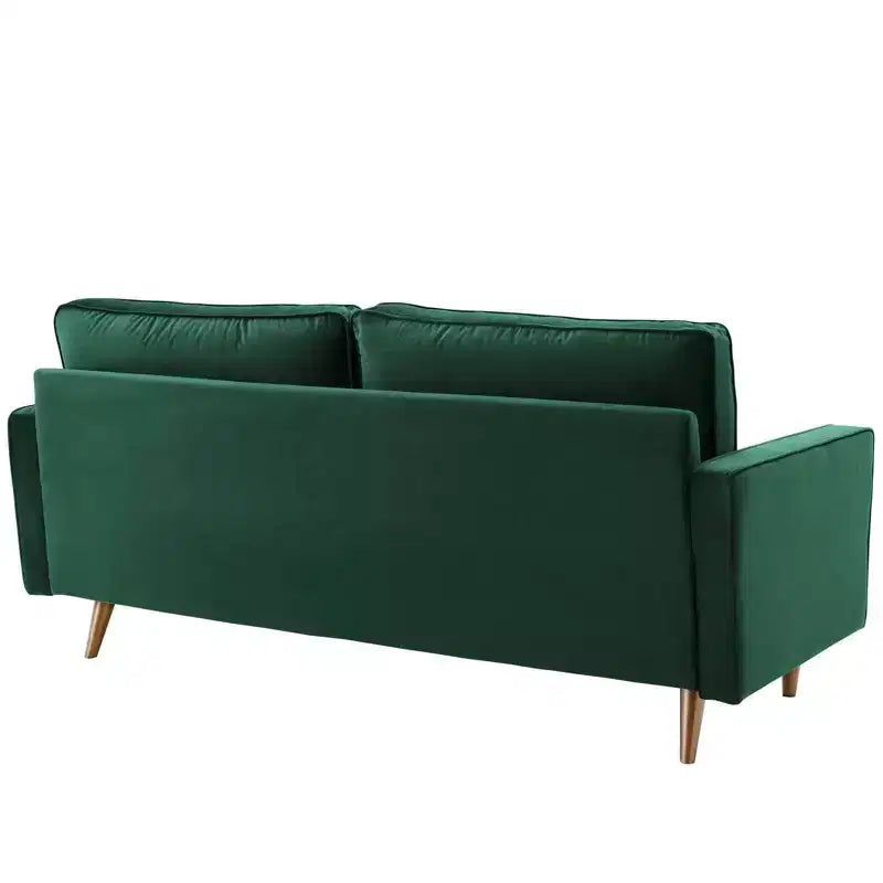 Divano a 3 posti in velluto verde, capitonné, stile Mid-Century