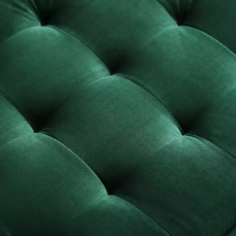 Divano a 3 posti in velluto verde, capitonné, stile Mid-Century