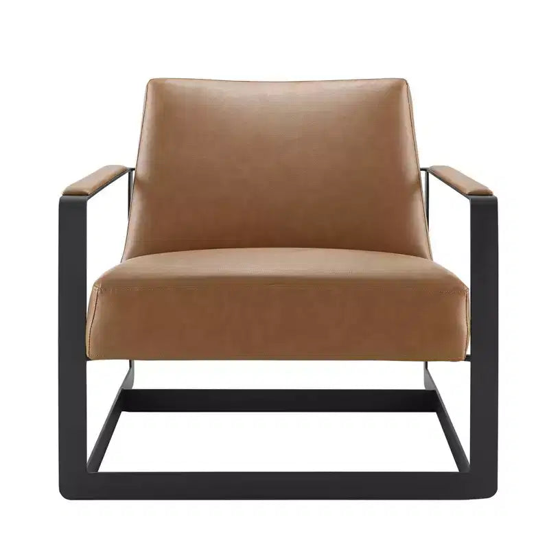 Poltrona d'accento singola in similpelle tan