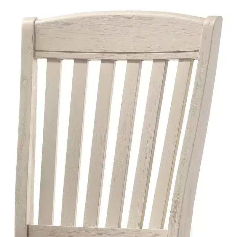 Sedia da pranzo senza braccioli con schienale a doghe, color tortora/crema, set da 2