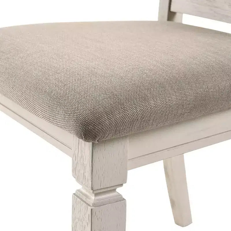 Sedia da pranzo senza braccioli con schienale a doghe, color tortora/crema, set da 2