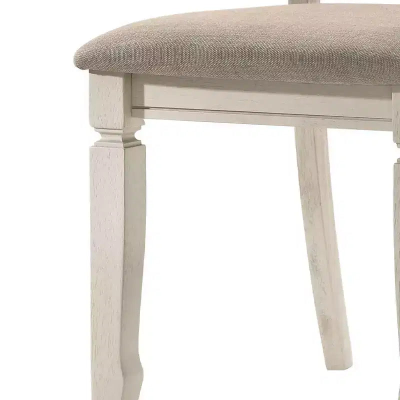 Sedia da pranzo senza braccioli con schienale a doghe, color tortora/crema, set da 2