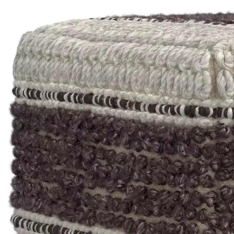 Pouf quadrato intrecciato magenta e naturale, 1 posto