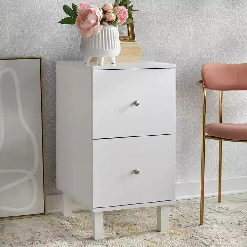 Cassettiera Bianca a 2 Cassetti – Stile Moderno, Monoutente