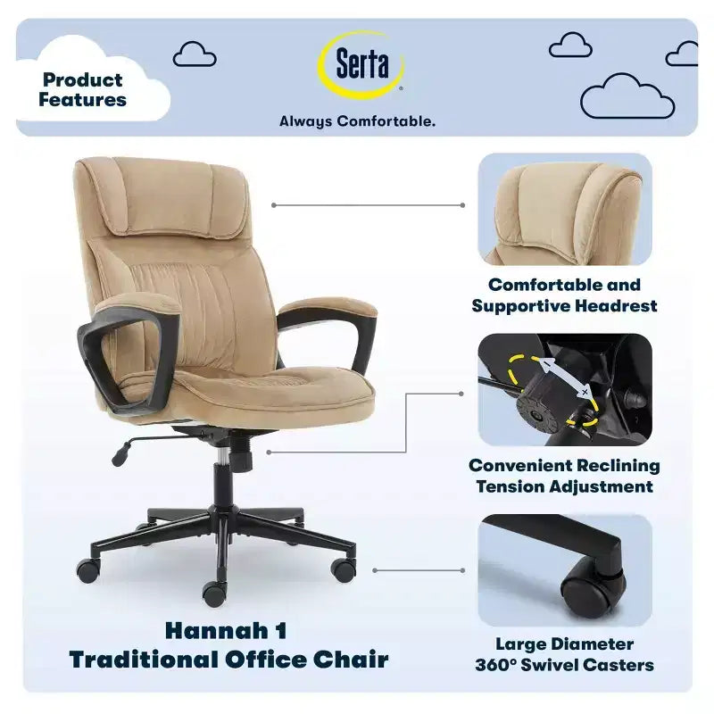 Poltrona direzionale in microfibra vellutata - Serta