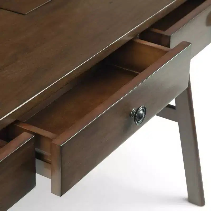 Scrivania marrone invecchiato naturale, 3 cassetti, 1 posto (60" L)