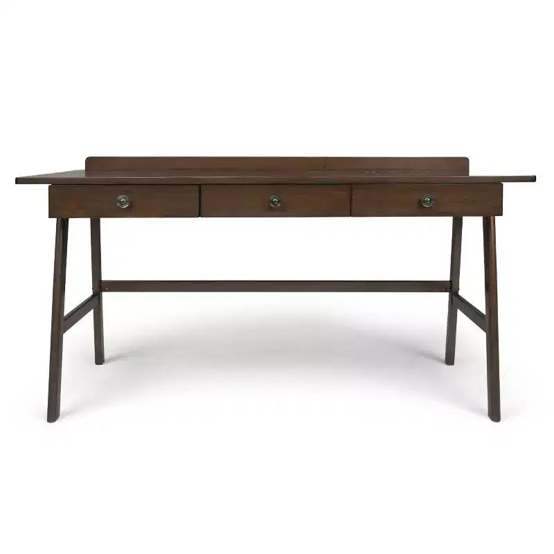 Scrivania marrone invecchiato naturale, 3 cassetti, 1 posto (60" L)