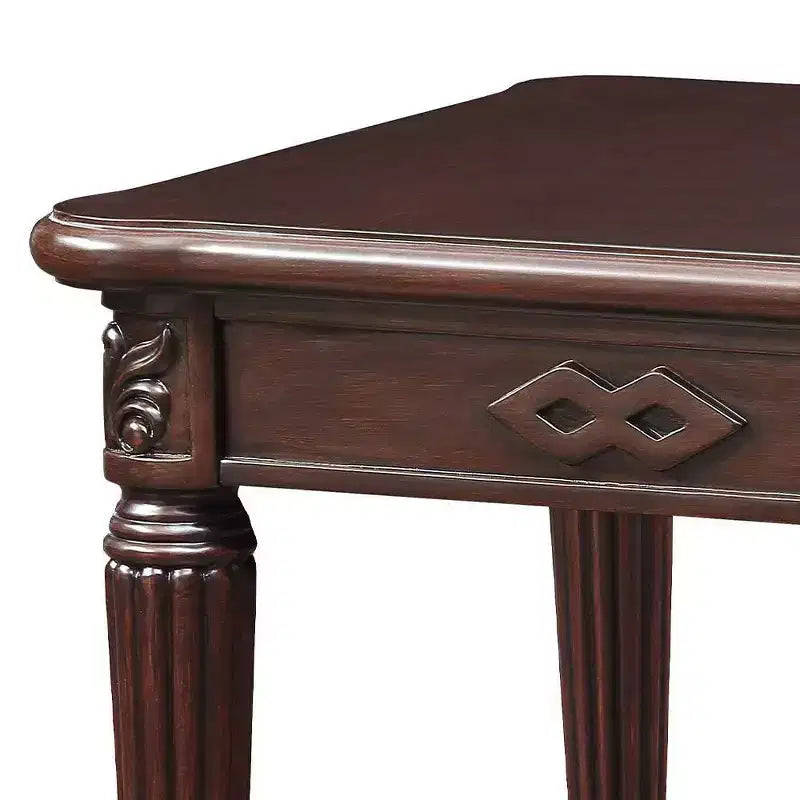 Tavolino Marrone Quadrato in Legno con Accenti, Stile Tradizionale, 1 Pezzo