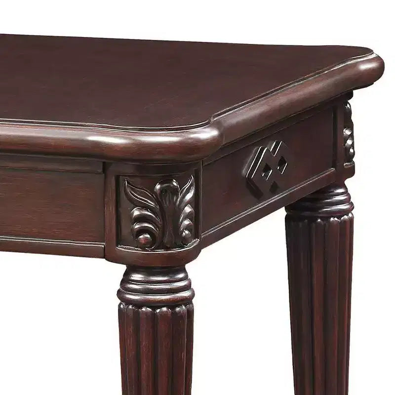 Tavolino Marrone Quadrato in Legno con Accenti, Stile Tradizionale, 1 Pezzo