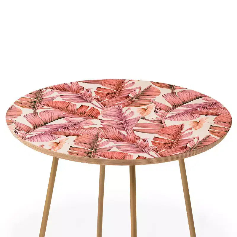 Tavolino Rotondo, Rosa/Oro, Stampa Giungla, 1 Pezzo