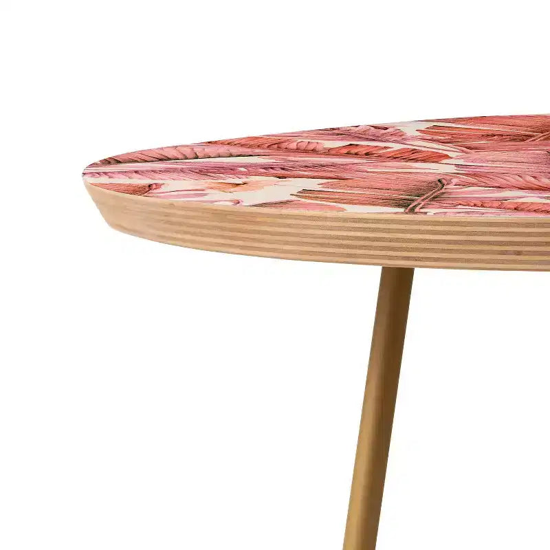 Tavolino Rotondo, Rosa/Oro, Stampa Giungla, 1 Pezzo