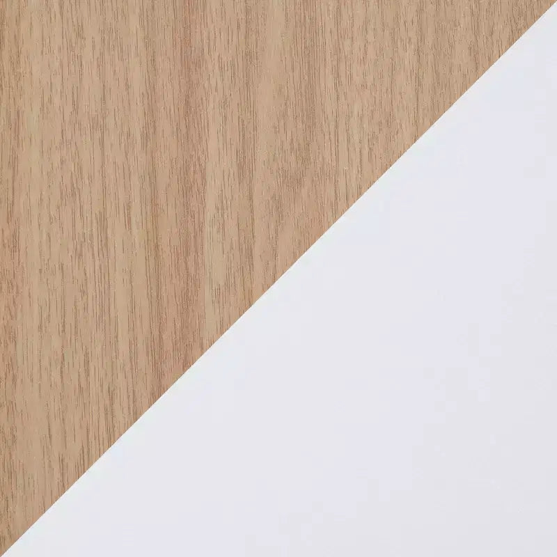 Tavolino da caffè rettangolare bianco e beige con cassetti e mensole, per 1