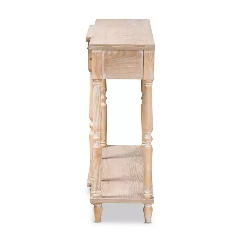Consolle a 3 cassetti marrone rovere per 1, finitura sbiancata