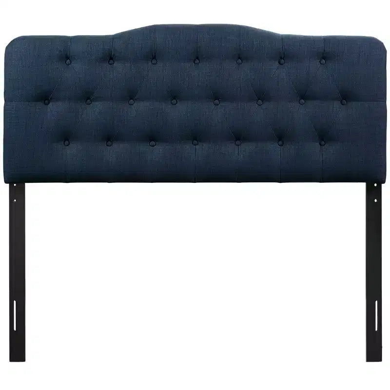 Testiera imbottita in tufting ad arco Avorio/Blu marino, Queen