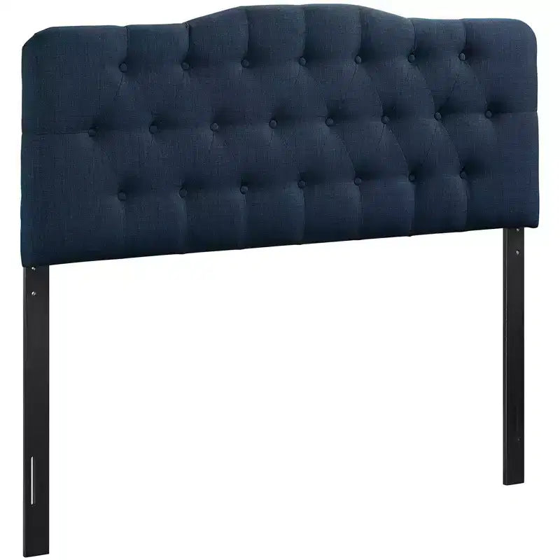 Testiera imbottita in tufting ad arco Avorio/Blu marino, Queen