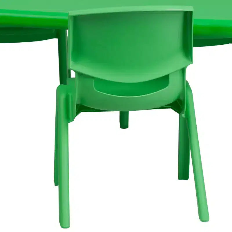 Tavolo attività rettangolare, verde/naturale/rosso, per 4 persone