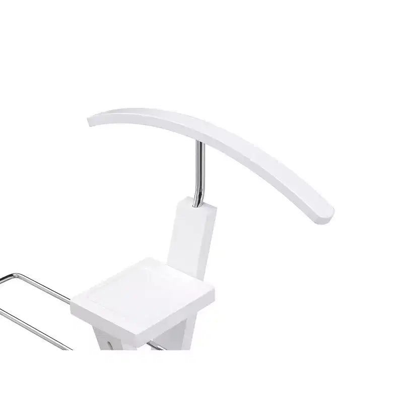 Servomuto singolo noce/bianco, struttura in metallo con barra cromata per pantaloni