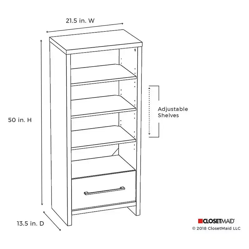 Torre portaoggetti bianca a 5 ripiani con cassetto, set da 2
